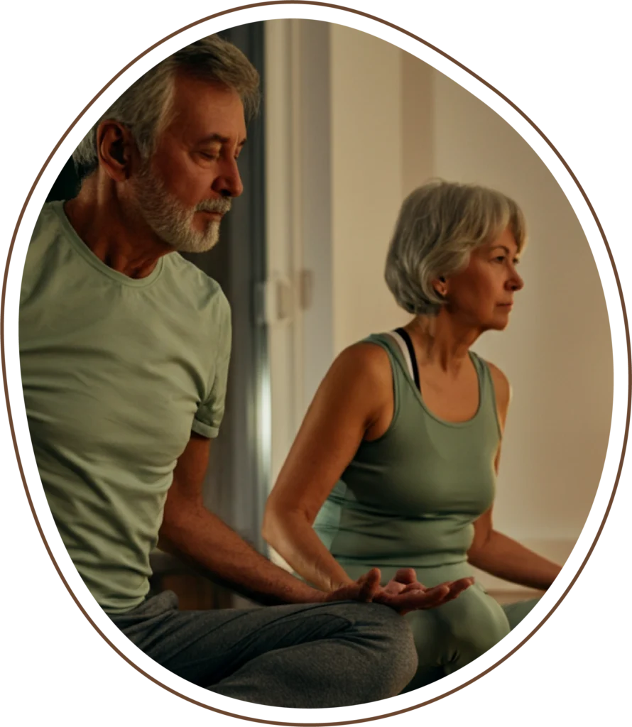 Two Elderly people meditating
